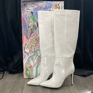 Jeffrey Campbell White Knee High Boots